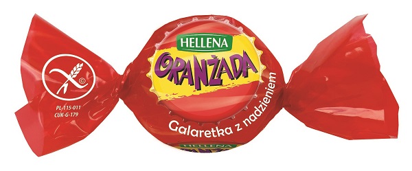 Galaretka Oranżada Hellena cukierek zawinięty 15cm znaczek bez glutenu (002)