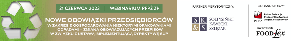 Webinarium PFPŻ ZP pt.: „Nowe obowiązki przedsiębiorców w zakresie gospodarowania niektórymi opakowaniami i odpadami..”, 21/06/2023 r.